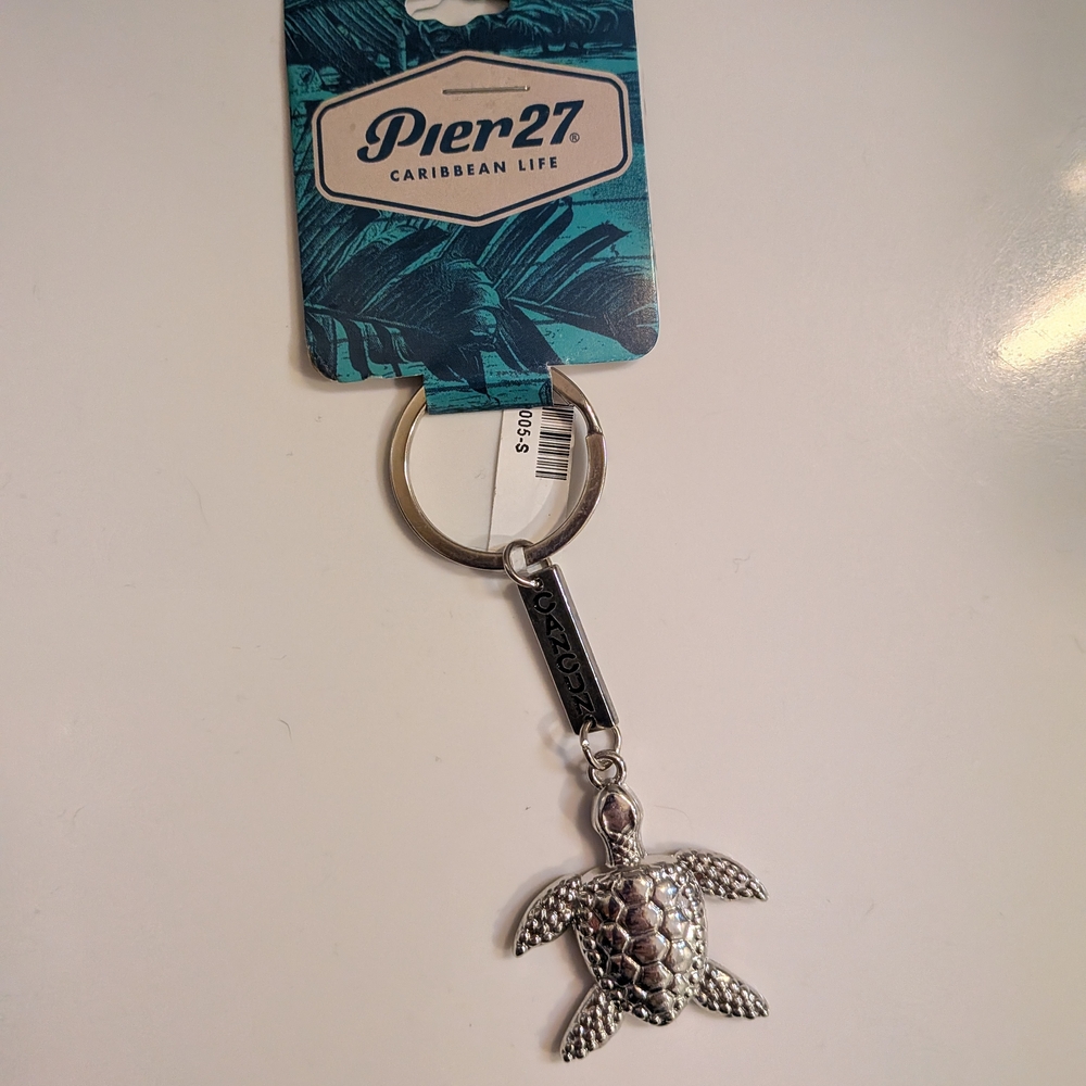 Pier 27 Silver Sea Turtle Keychain NWT From Cancun Riviera Maya
